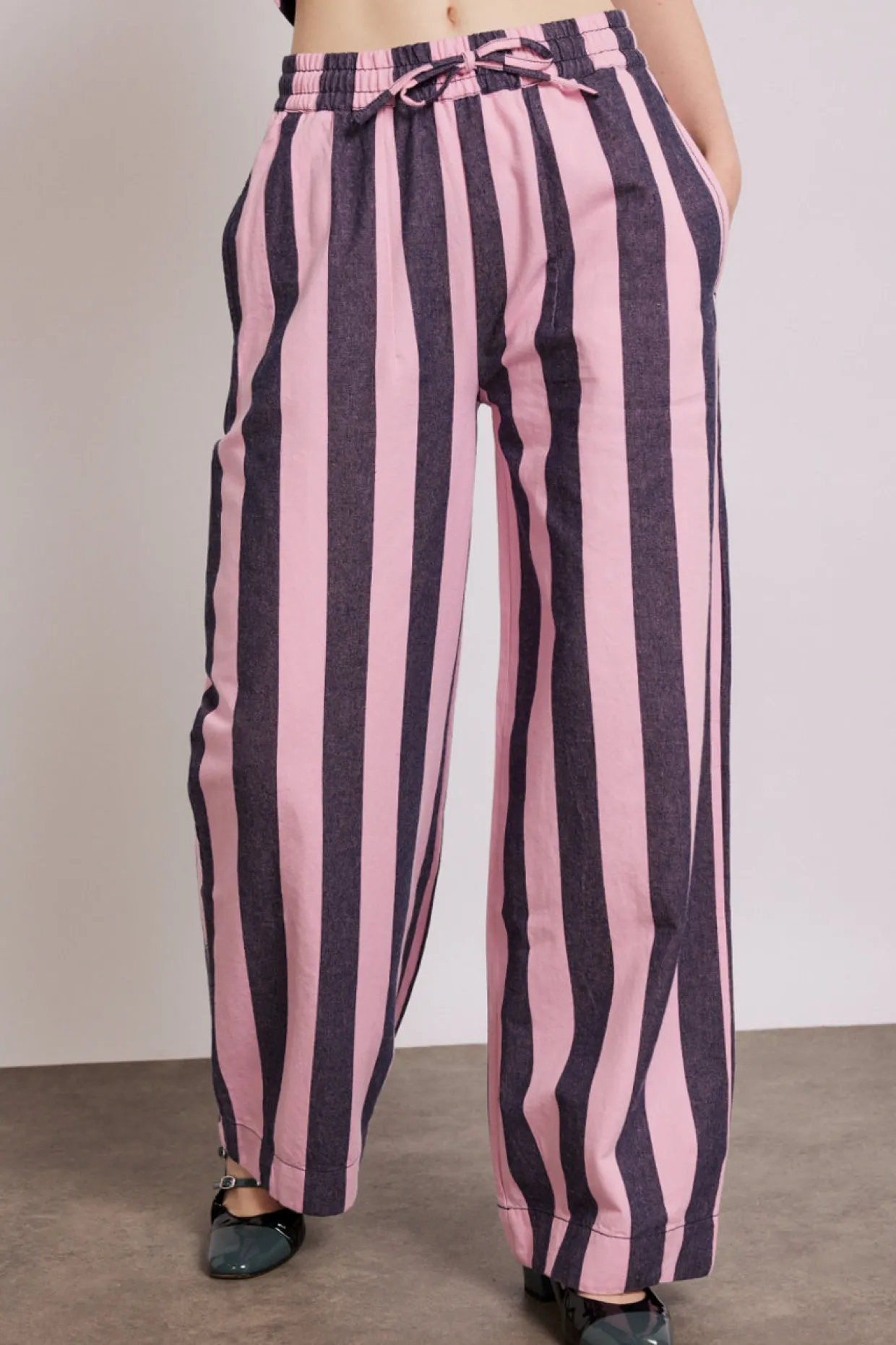 rafe pants - pink navy stripe