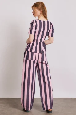 rafe pants - pink navy stripe