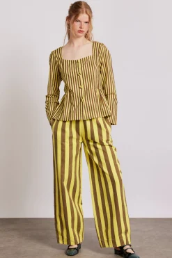 rafe pants - yellow choc stripe
