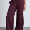 rafe trousers- navy and burgundy stripe