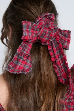 red check bow scrunchie