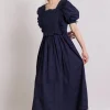 rhea dress - navy broderie
