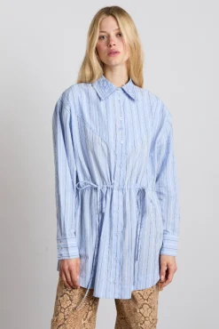romy embroidered shirt - narrow business stripe