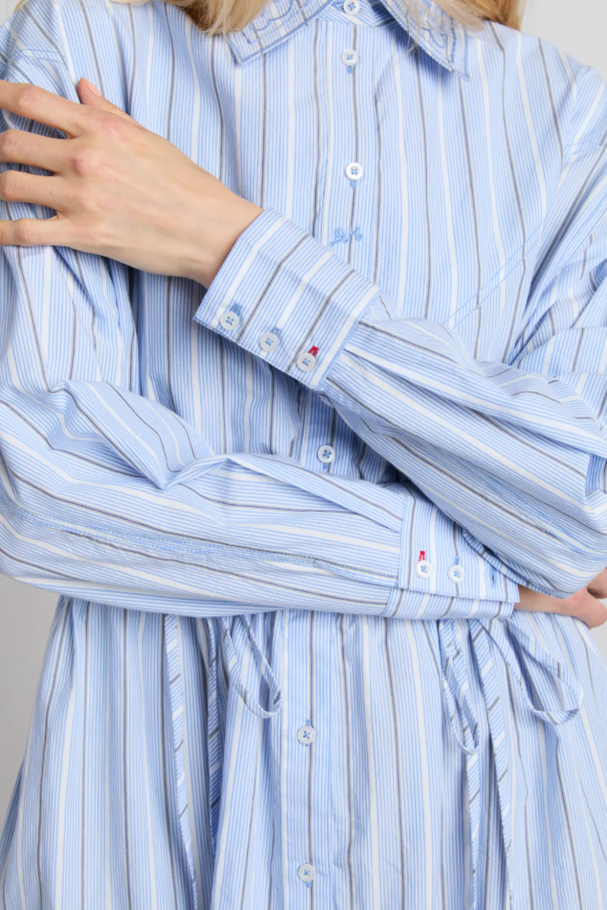 romy embroidered shirt - narrow business stripe