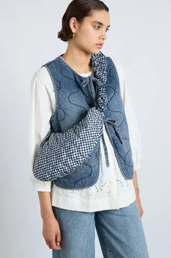 ruched kidney bag in gingham