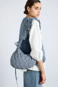 ruched kidney bag in gingham