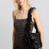 ruched satin bag - black