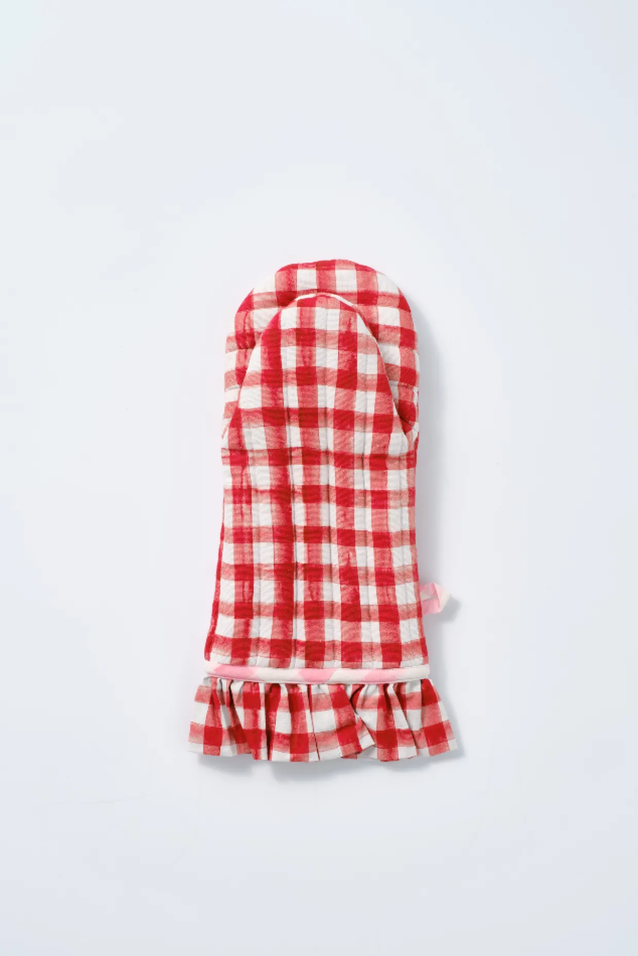 ruffle oven mitt - red gingham