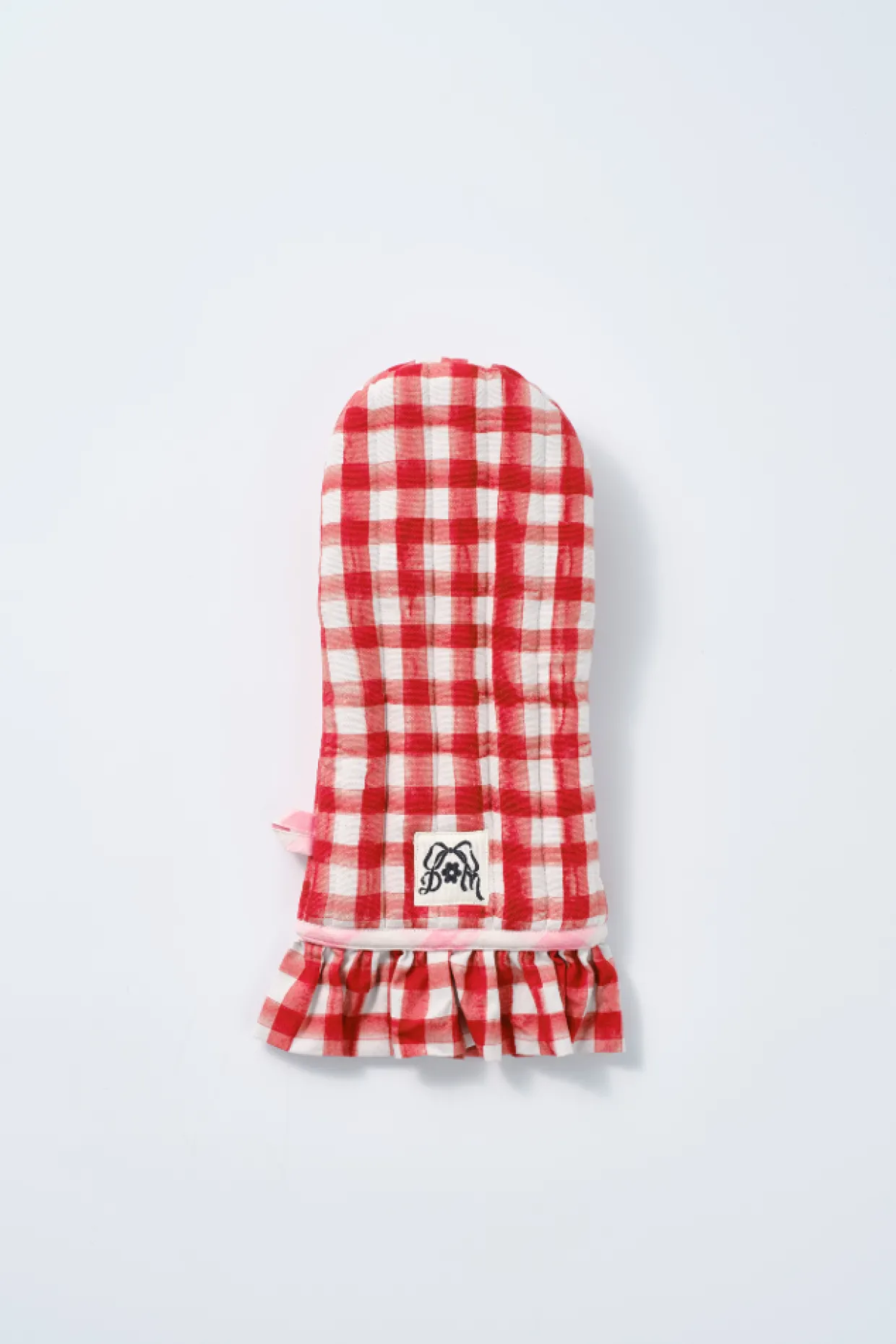 ruffle oven mitt - red gingham