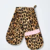 ruffle trim oven gloves - leopard