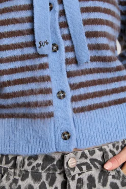 ruthie bonnet cardigan - blue u0026 chocolate stripe