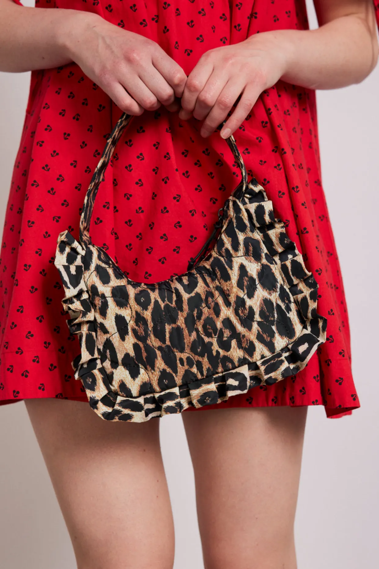 90's frill shoulder bag - leopard
