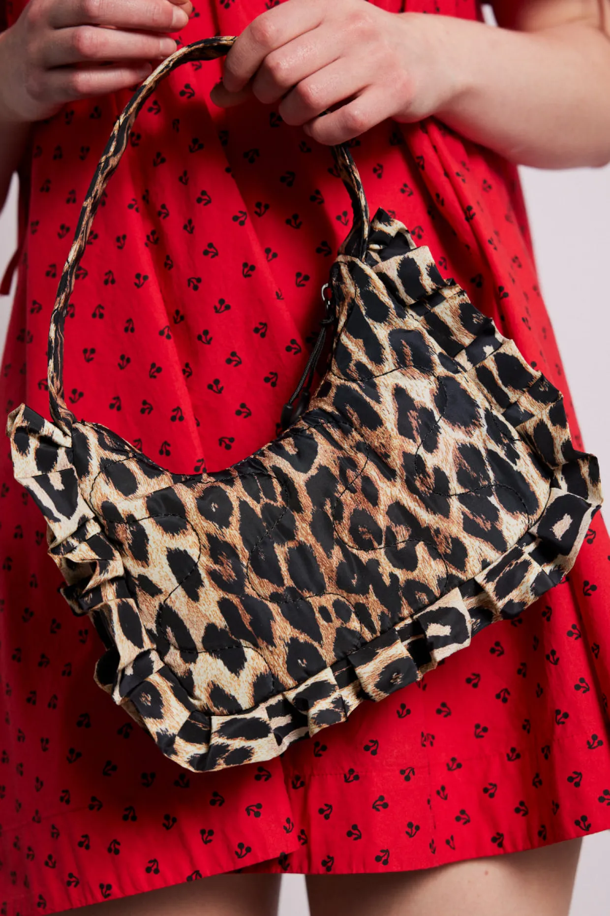 90's frill shoulder bag - leopard
