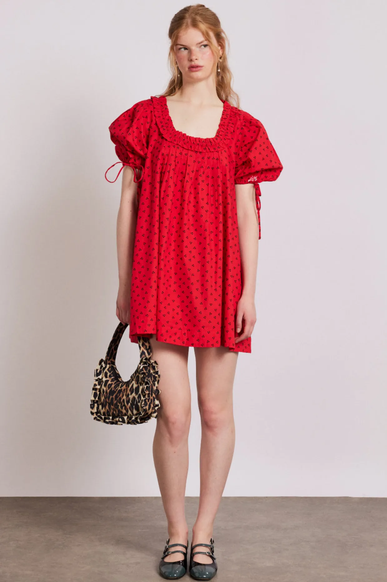 90's frill shoulder bag - leopard