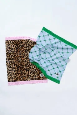 set of 2 ruffle tea towels - leopard u0026 bow print