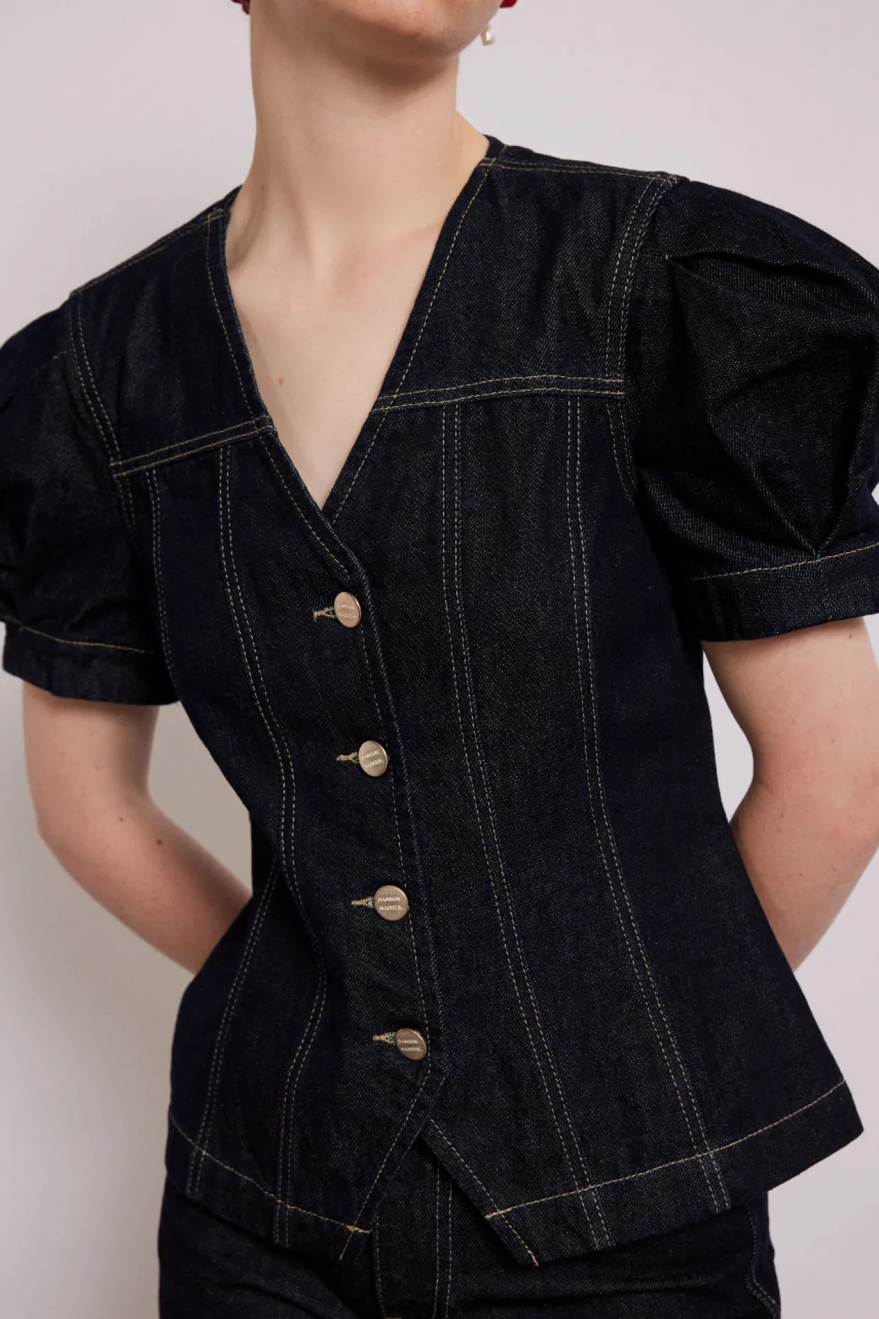 shell denim top - dark indigo