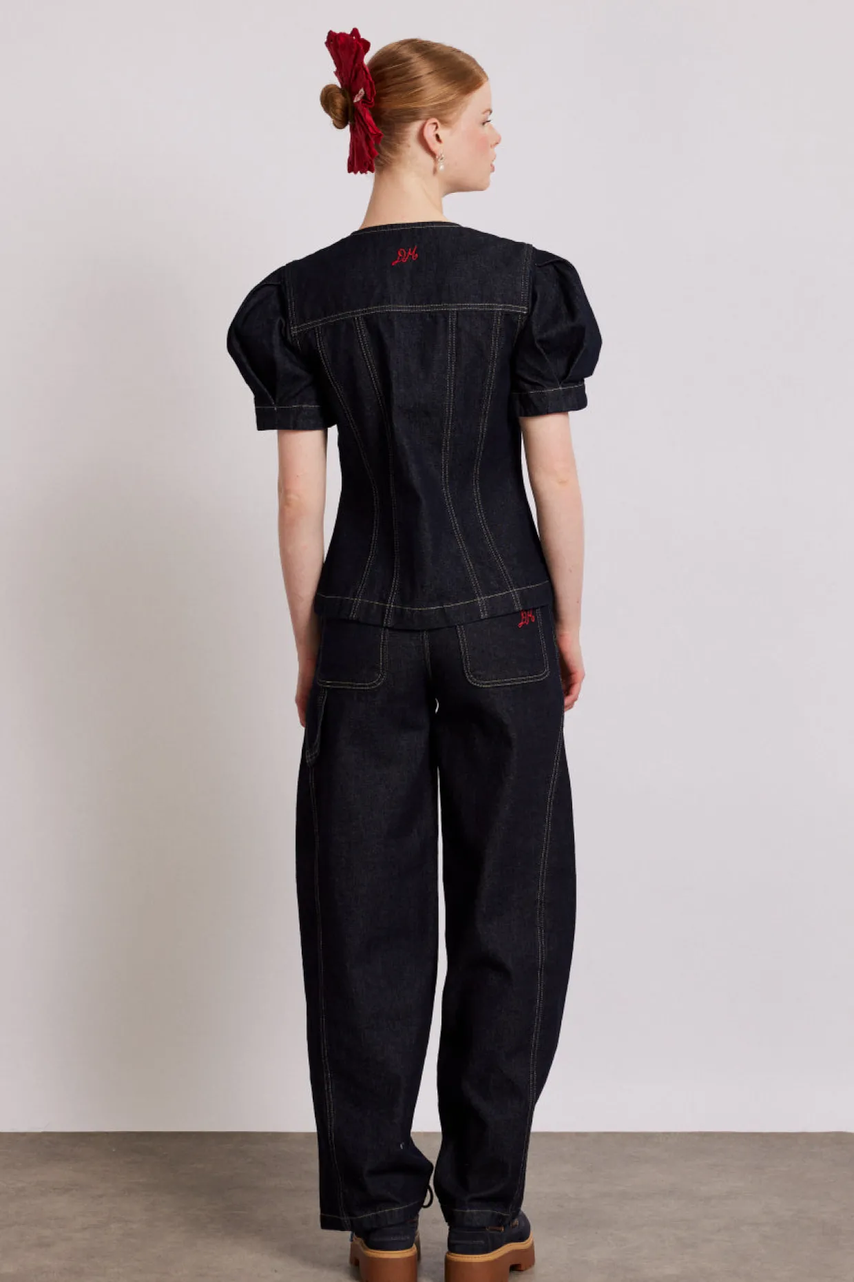 shell denim top - dark indigo