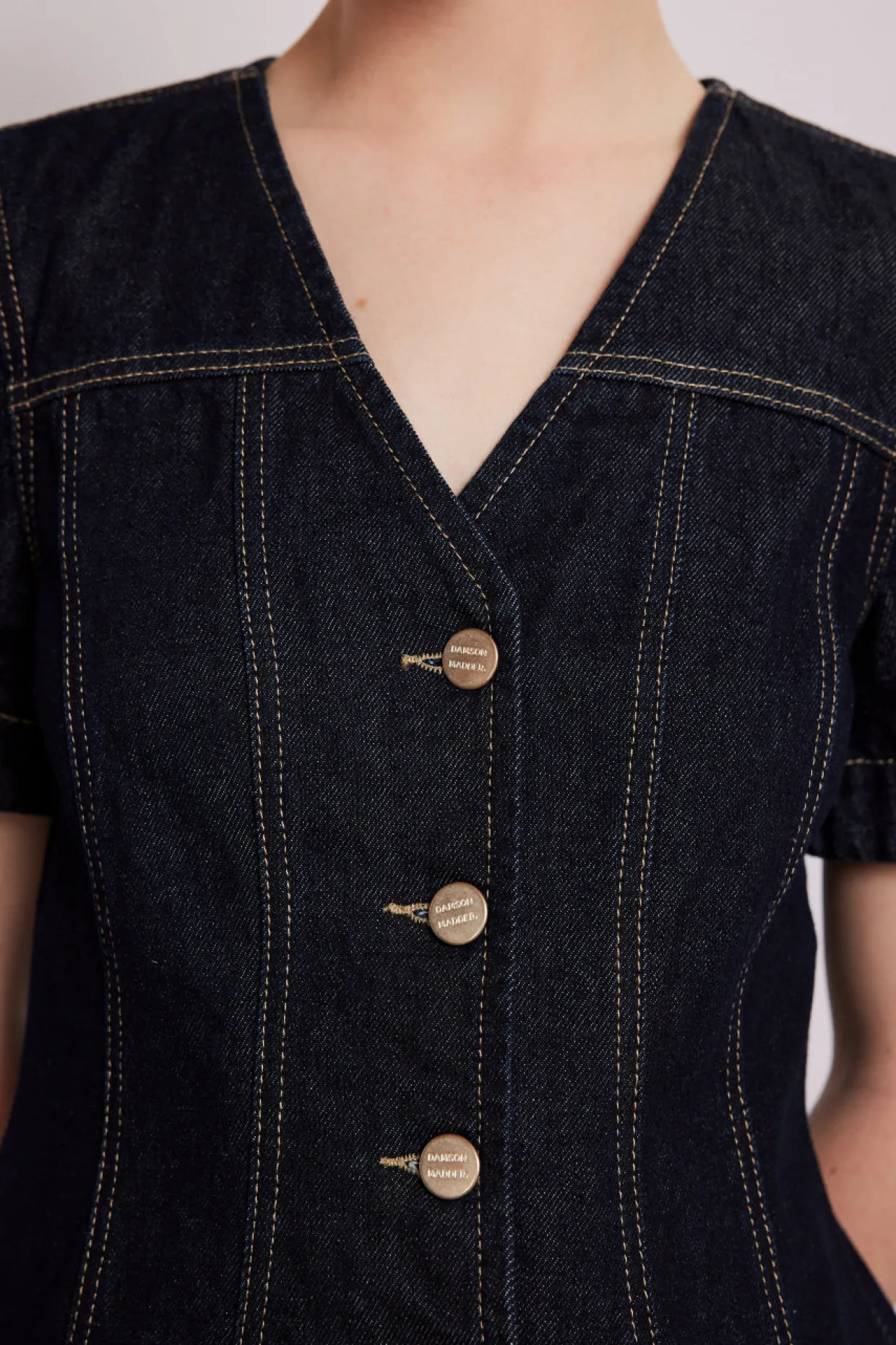 shell denim top - dark indigo