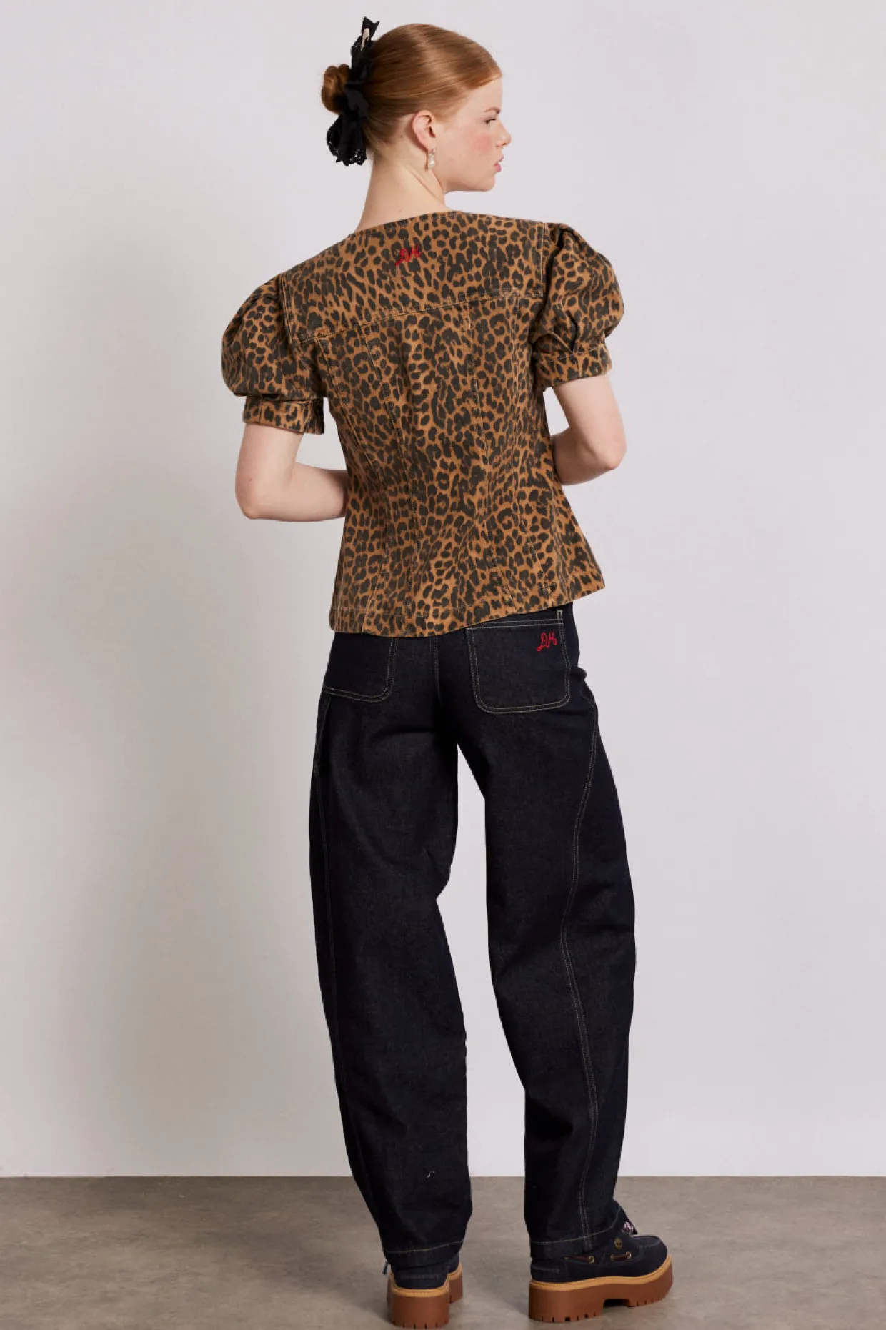 shell denim top - leopard