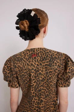shell denim top - leopard