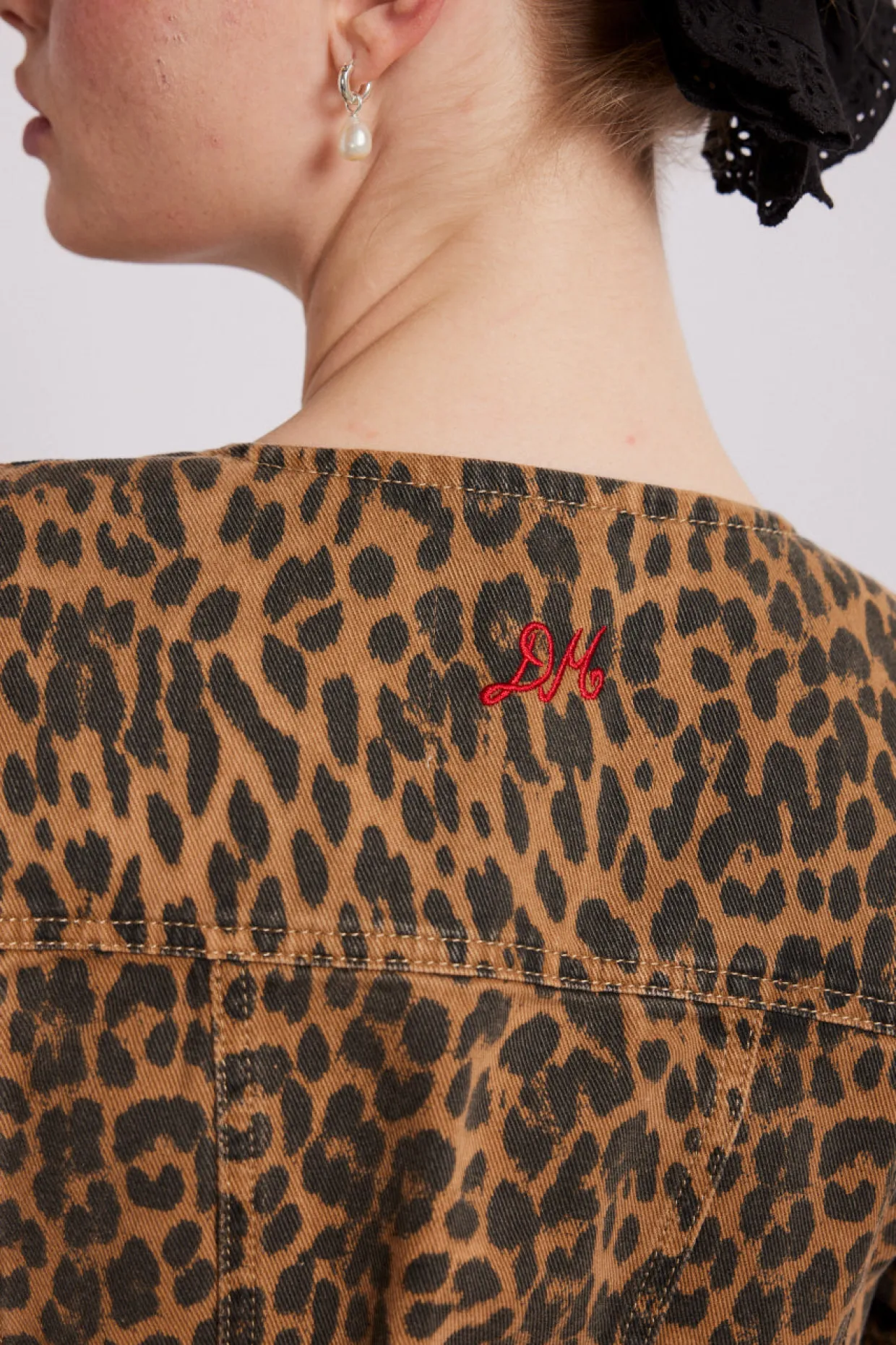 shell denim top - leopard