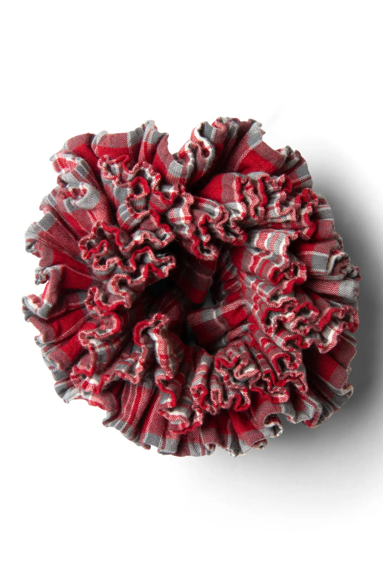 shirred garter scrunchie in check
