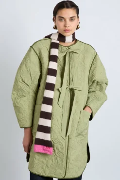 skinny stripe scarf in choc u0026 ecru