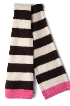 skinny stripe scarf in choc u0026 ecru