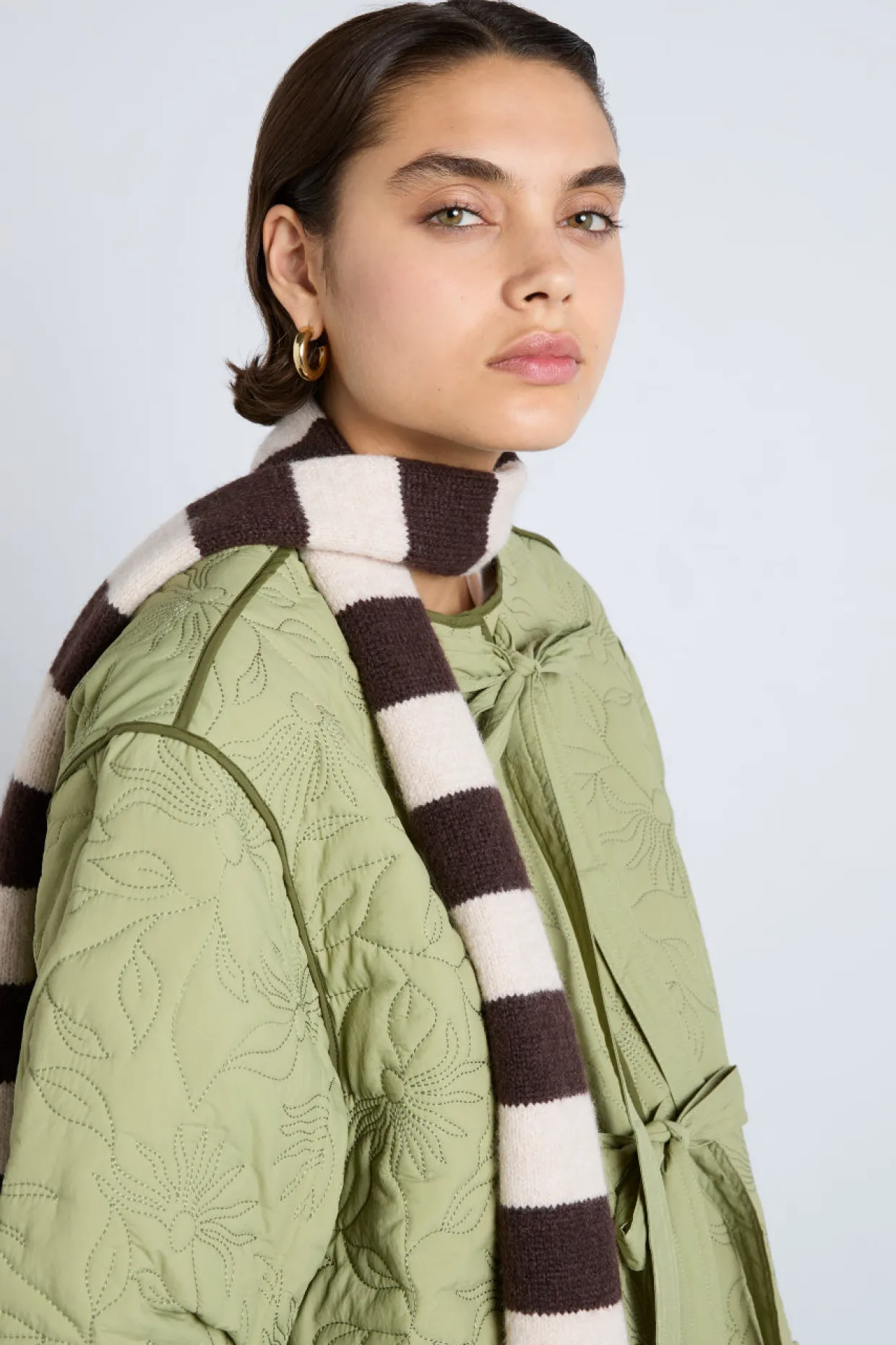 skinny stripe scarf in choc u0026 ecru