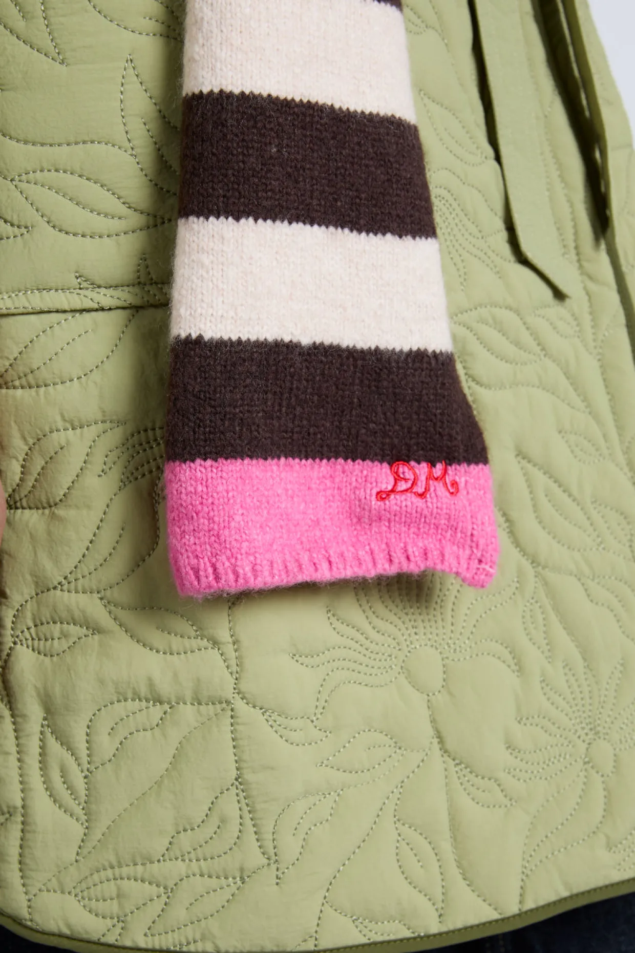 skinny stripe scarf in choc u0026 ecru