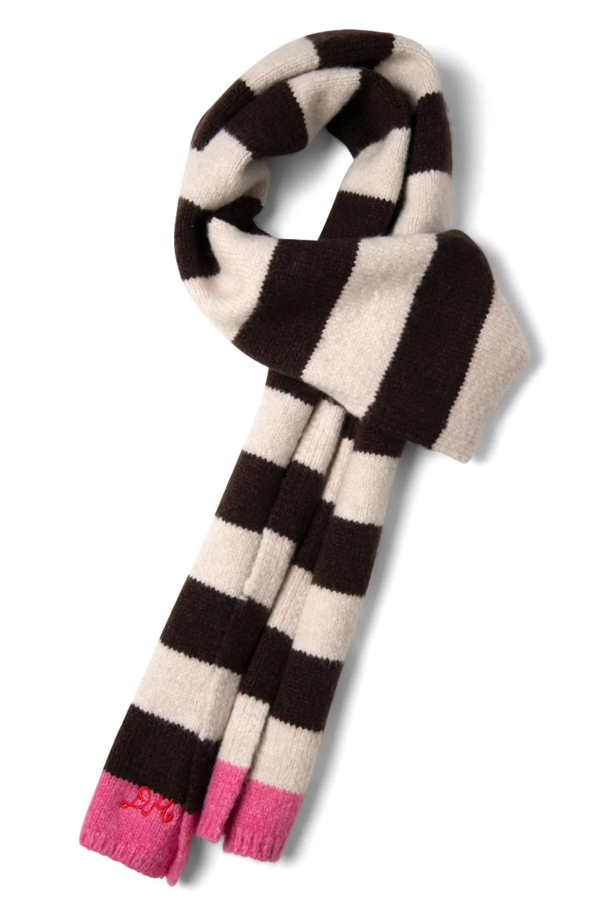 skinny stripe scarf in choc u0026 ecru