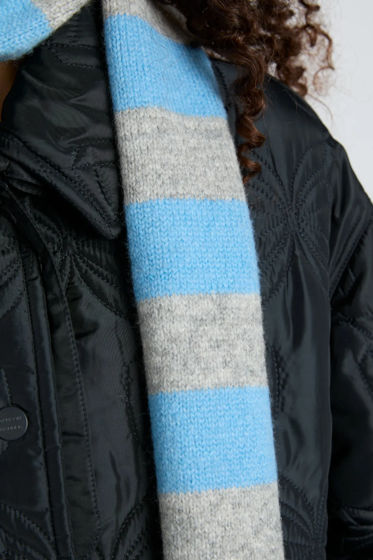 skinny stripe scarf in grey u0026 blue