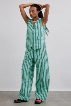 sydney coastal cargo pants - mint stripe