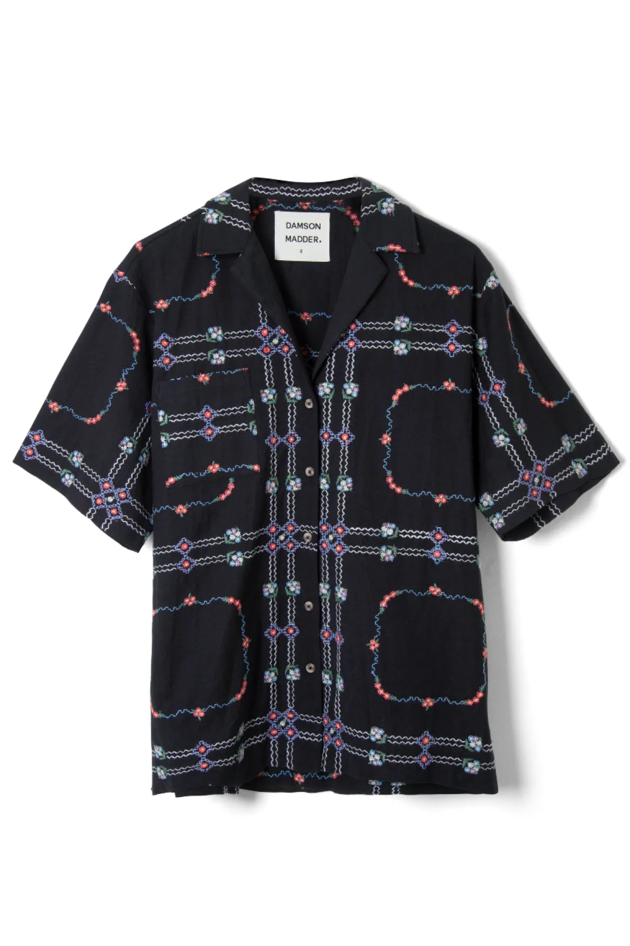tablecloth embroidered shirt - black floral