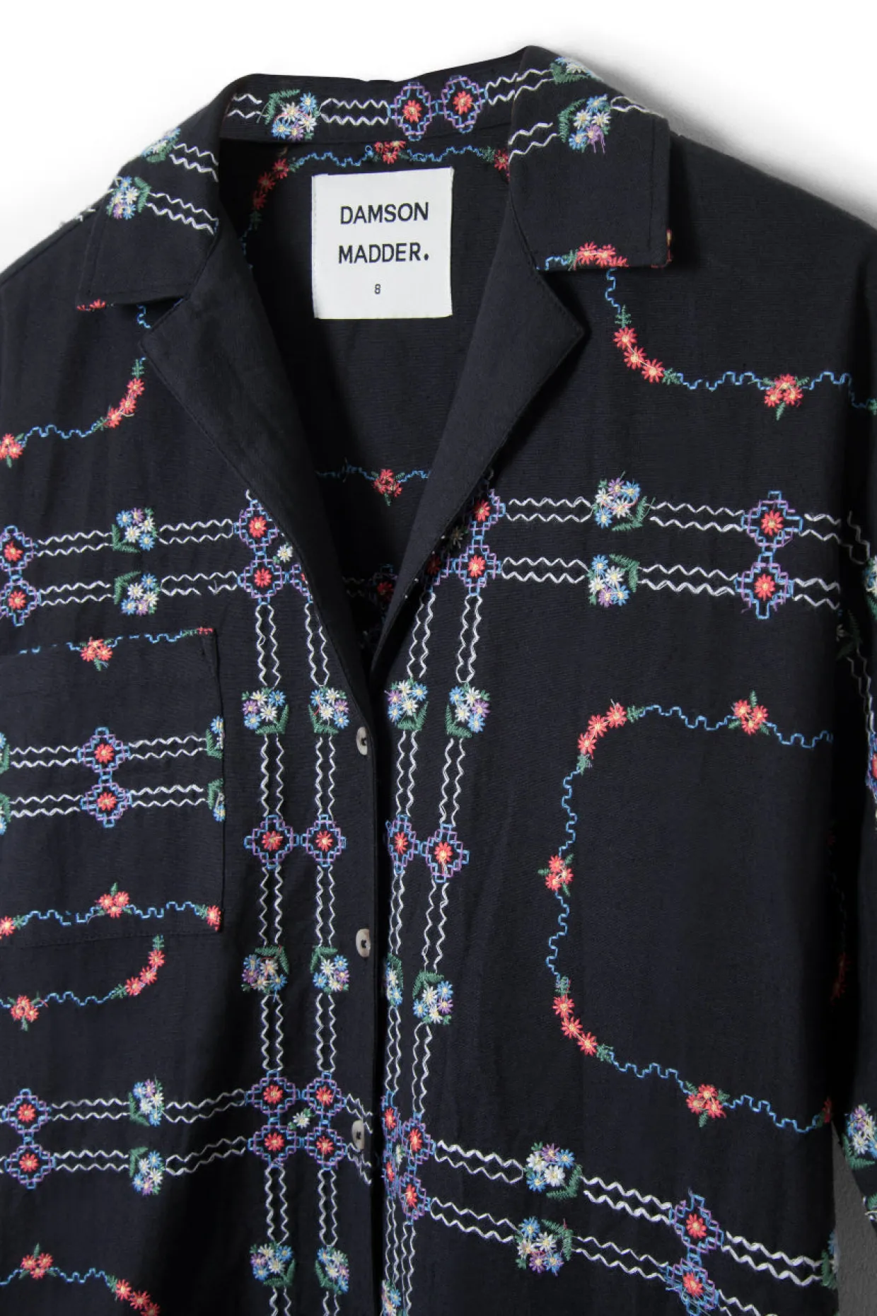 tablecloth embroidered shirt - black floral