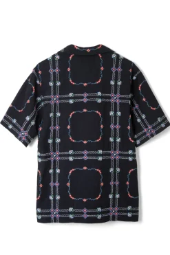 tablecloth embroidered shirt - black floral