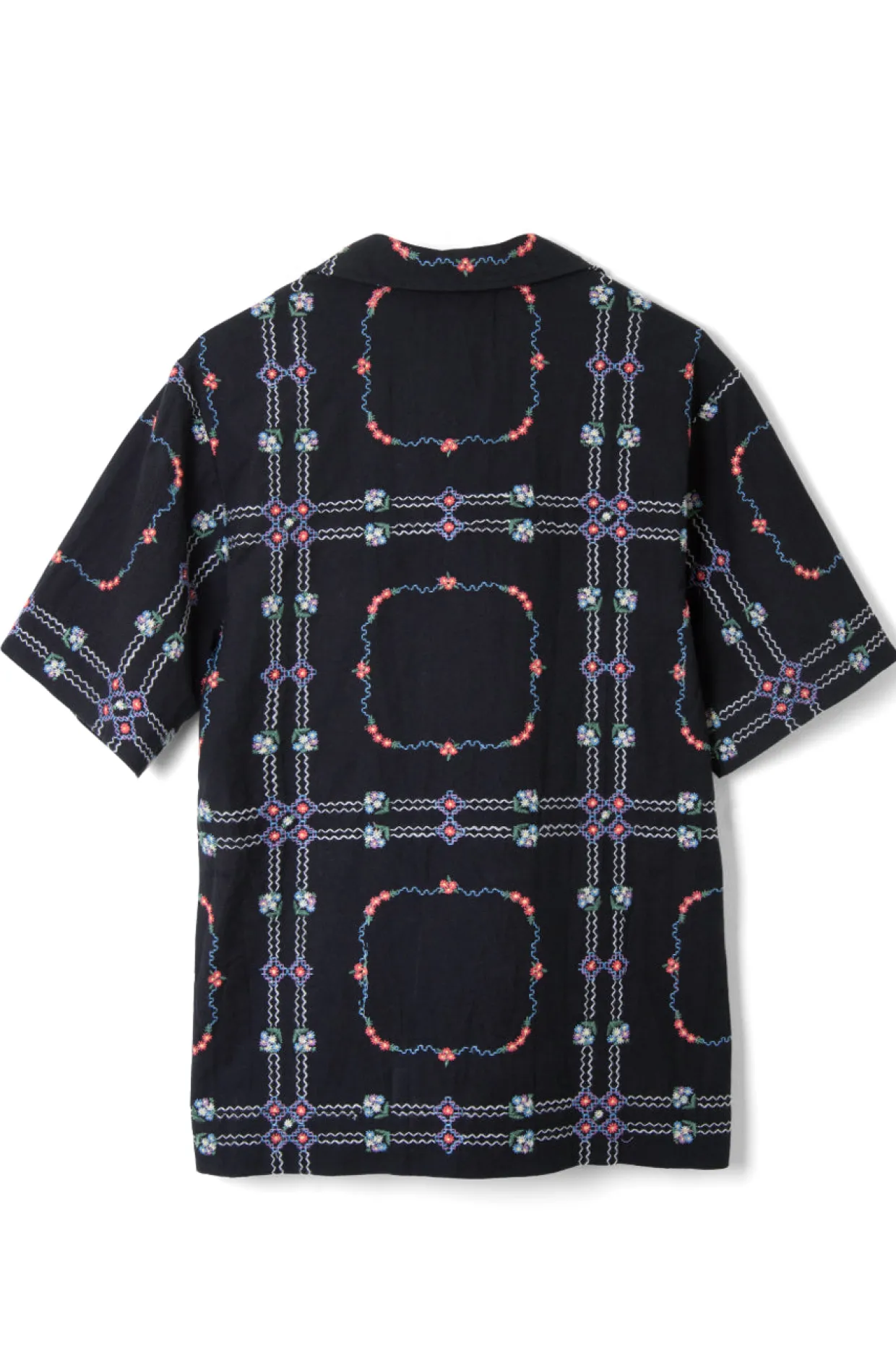 tablecloth embroidered shirt - black floral