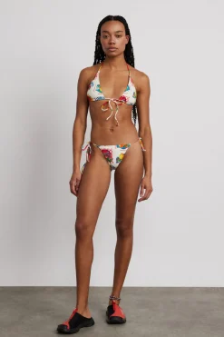 tie front triangle bikini top - fruit labels