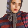 tie neck bonnet in grey u0026 blue stripe
