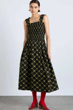 tish midi dress - black bow print