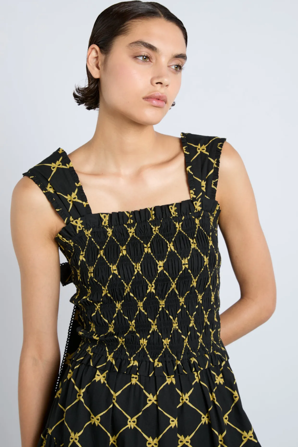 tish midi dress - black bow print