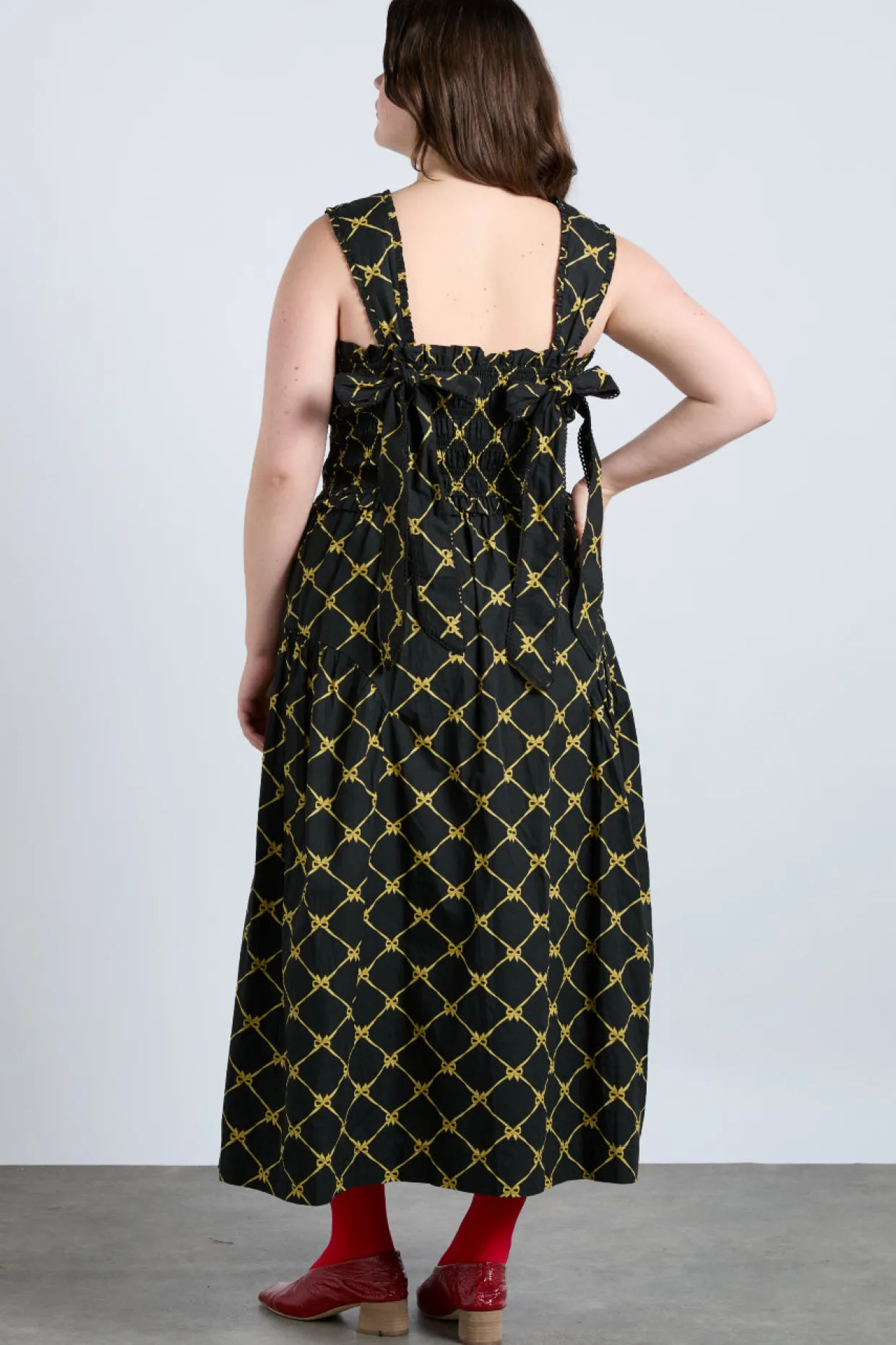 tish midi dress - black bow print
