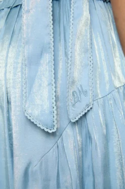 tish midi dress - blue glass satin