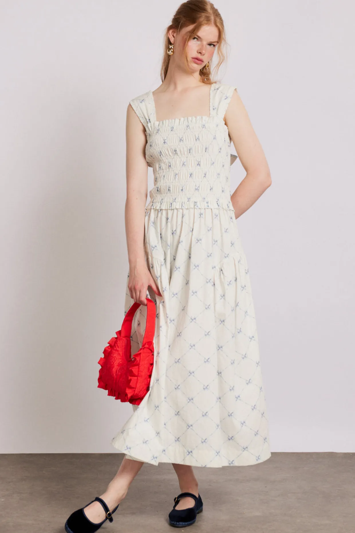 Tish midi dress - white bow print
