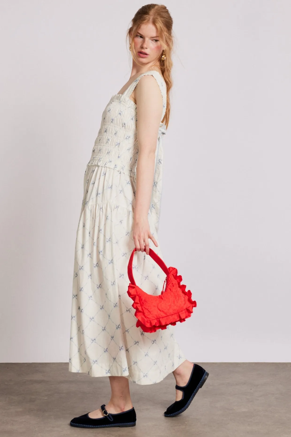 Tish midi dress - white bow print