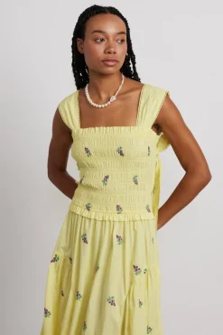 tish poplin midi dress - grape embroidery