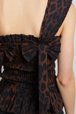 tish shirred cami - dark leopard