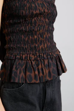 tish shirred cami - dark leopard