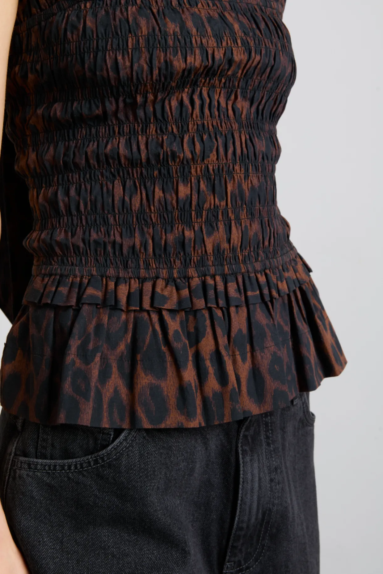 tish shirred cami - dark leopard