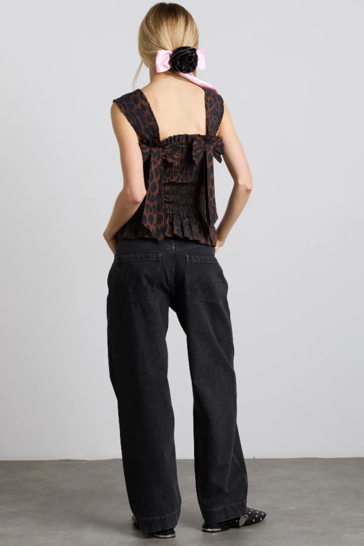tish shirred cami - dark leopard
